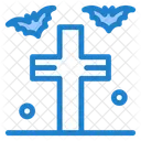 Cross With Bats Bats Grave Icon