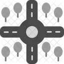 Crossroad Street Roundabout Icon