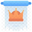 Crown Ribbon Flag Badge Icon