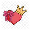Crown with ribbon in heart  Icon