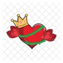 Crown with rose in heart  Icon