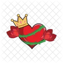 Crown with rose in heart  Icon