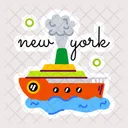 Cruise Ship Ship Travel New York Symbol