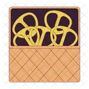 Crusty Pretzels In Basket Healthy Baked Snacks Cookies Icon