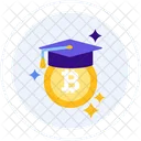 Crypto Education Graduation Cap Bitcoin Icon