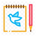 Cuaderno Boligrafo Pajaro Icono