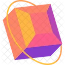 Cube with colorful round frame  Icon
