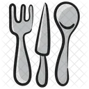 Cubiertos Cubiertos De Plata Tenedor Y Cuchillo Icono