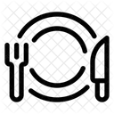 Linea Cubiertos Cuchillo Tenedor Icono