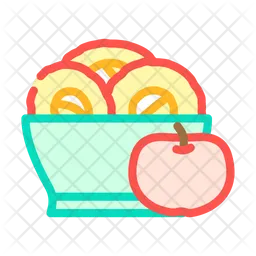 Tazón de rodajas de manzana  Icono