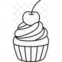 Cup cake with cherry and cream topping  Icon