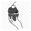 Black Monochrome Cupcake Illustration Cupcake Food Icon