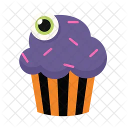 Cupcake de monstruo de Halloween con un solo ojo  Icono