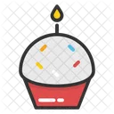 Cupcake Mit Kerze Symbol