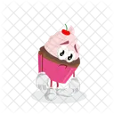 Cupcake Logo Mascot Sad Pose Expression Icon