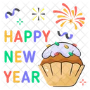 Cupcake Happy New Year Icon