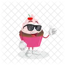 Logo De Cupcake Pose Du Pouce De La Mascotte Emotion Icône
