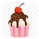 Cupcakes Avec Des Vermicelles Enfants Mignon Icône