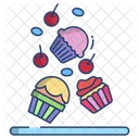 Cupcakes With Cherry And Gems Icon