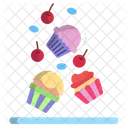 Cupcakes With Cherry And Gems  Icon