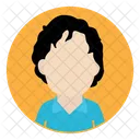 Curly Hair Boy  Icon