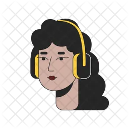 Curly hispanic woman headphones  Icon