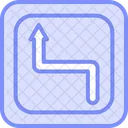 Curve Ahead Sign Duotone Line Icon Icon