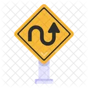 Curvy Road Board Road Post Traffic Board Icon