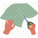 布をはさみで切る、はさみ、切る アイコン