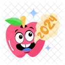Cute Apple Apple Fruit Year 2024 Icon