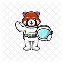 Cute Astronaut Red Panda  Icon