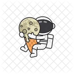 Cute astronaut with ice cream  Icon