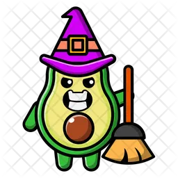 Cute avocado as witch  Icon
