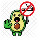 Cute avocado holding no smoking sign  Icon