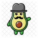 Cute avocado using hat  Icon