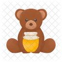 Cute bear and honey jar  Icon