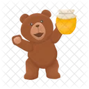 Cute bear holding honey jar  Icon