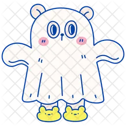 Cute bear with ghost costume  Icon