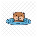 Cute beaver swimming  Icon