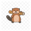 Cute beaver with a log  Icon