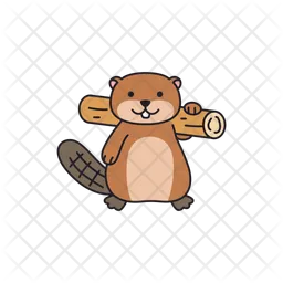 Cute beaver with a log  Icon