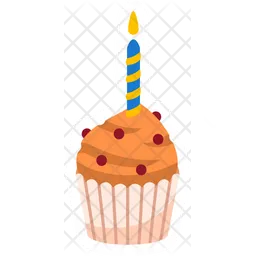 Cute Birthday Party Cupcake  Icon