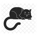 자고 있는 귀여운 검은 고양이  아이콘
