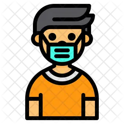 Cute Boy With Mask  Icon