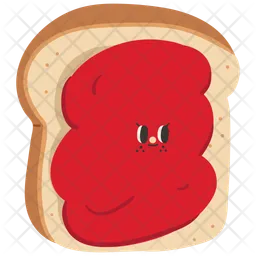 Cute bread with strawberry jam character  Icon