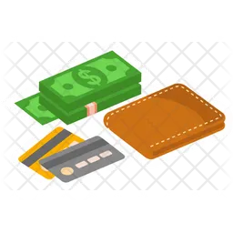Cute Card and Money Wallet  Icon