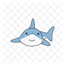 Cute cartoon shark isolated on a white background  Icon
