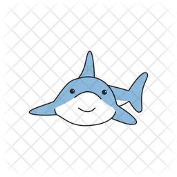 Cute cartoon shark isolated on a white background  Icon