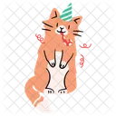 Cat Blowing Party Horn Icon