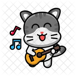 Cute Cat Guitar  Icon